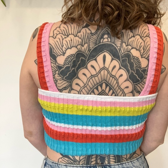 SOLID & STRIPED Multicolor Ribbed Crop Top - Picture 3 of 7